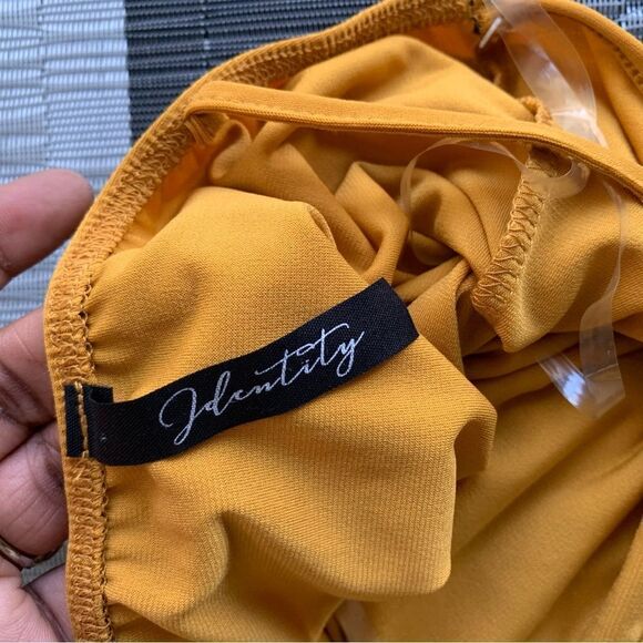 GOLD RUCHED MIDI DRESS - Picture 10 of 15